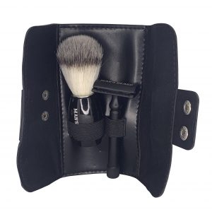 Kit wallet noir : Rasoir + Blaireau